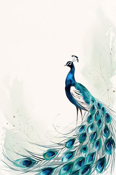 Eleganter Pfau im Aquarellstil von Art & Soul Creations