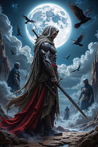 Dark Fantasy Art Wandbild: MYRKAELON - Der Krieger in der Welt der Schatten