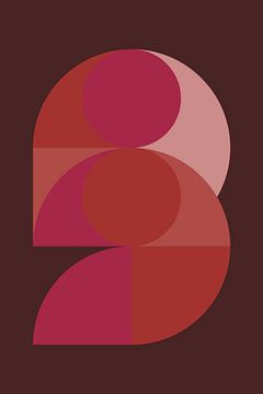 Art géométrique abstrait de style rétro en rose, terra, brun no. 1_6 sur Dina Dankers