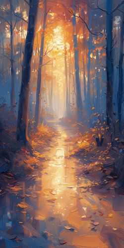 Waldweg im Herbstlicht