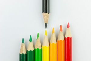 Conceptuele kleurpotloden als energielabel kleuren