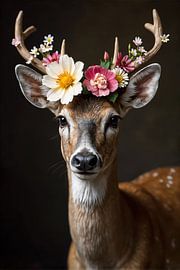 Floral Deer - elegant and enchanting by Kleurenrijk