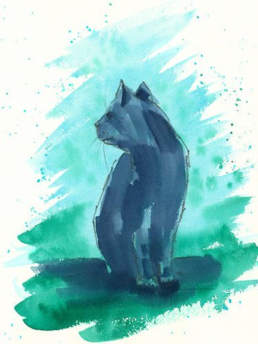Chat dans le bleu