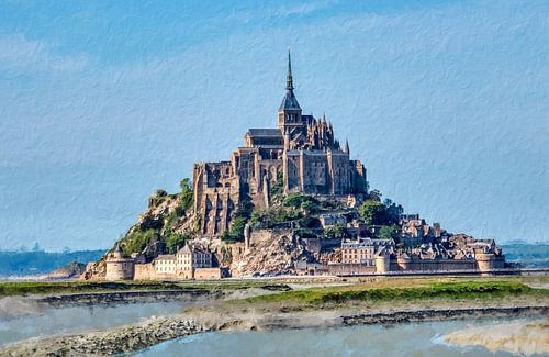 Mont Saint Michel digitaal geschilderd