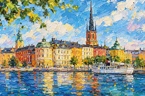 A painting of Stockholm, Sweden – A Beautiful city in Europe.