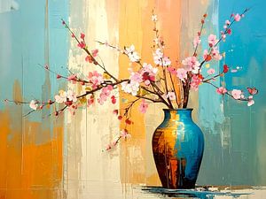 Modernes Stillleben mit Blüte