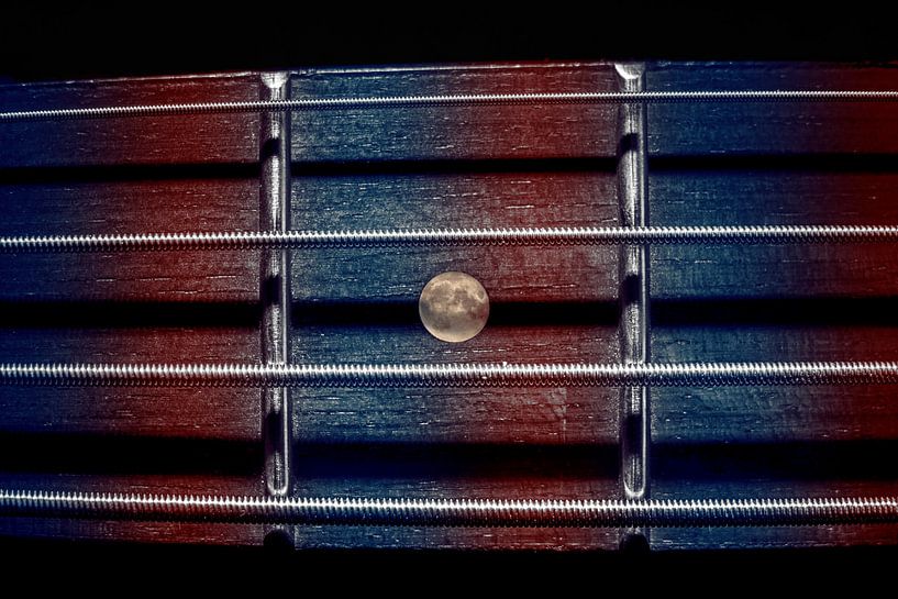 Electric bass with moon by Stephan Zaun