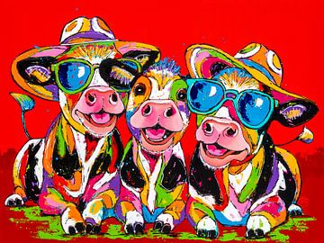Vrolijk Trio: Lachende Koeien van Happy Paintings