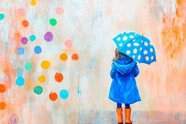 Girl with umbrella - Colourful by Poster Art Shop