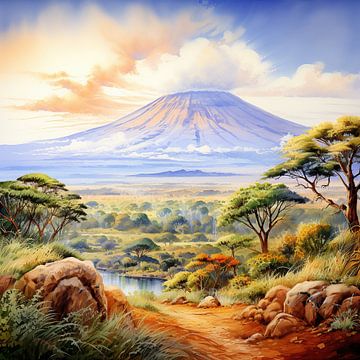 Paysage de la Tanzanie sur Peinture Abstraite