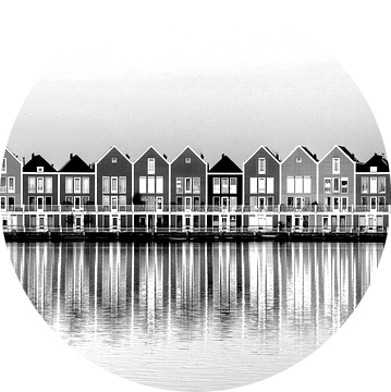 Kleurrijke huizen aan de Rietplas in Houten (zwartwit) van PvdH Fotografie