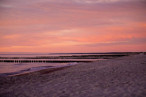 A red sky at sunset on the Baltic Sea