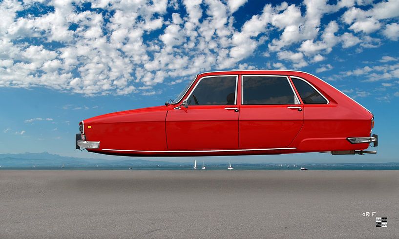 Renault 16 Art Car flying by aRi F. Huber
