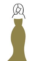 Frau im goldenen Kleid