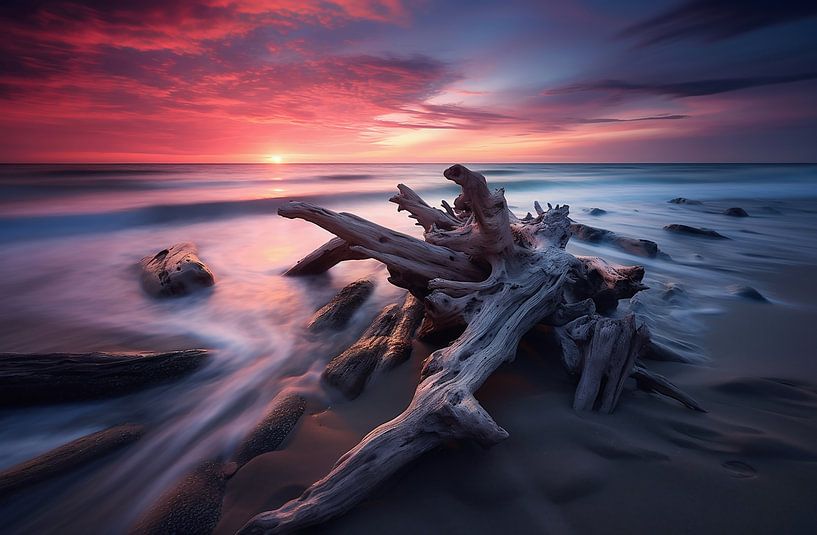 Treibholz am Meer bei romantischem Licht von fernlichtsicht