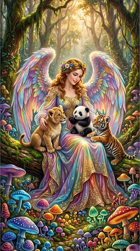 The fairy and the wild animal cubs