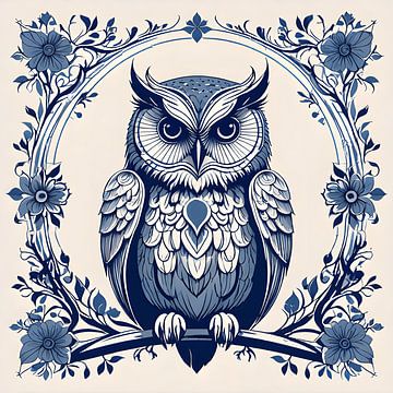 Delftsblauw Uil van FoXo Art