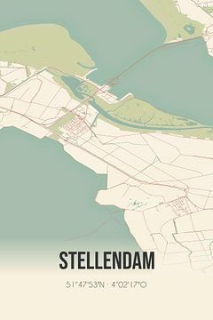 Vintage landkaart van Stellendam (Zuid-Holland) van Rezona