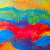 Peinture abstraite aux couleurs et aux lignes douces, dans des tons pastel sur JBJart Justyna Jaszke