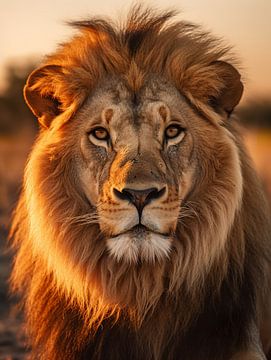 Lion in Savannah by PixelPrestige