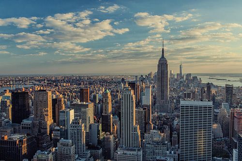 Empire State Skyline bij zonsondergang, New York, VS