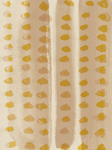 Wabi-sabi aquarel neutrale kunst. Natuurlijk geel op bruin.