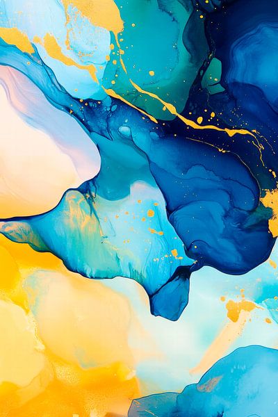 Abstract colour explosion in blue and yellow by Poster Art Shop