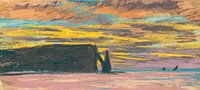 Aiguille und Porte d'Aval, Étretat, Sunset, Claude Monet. von The Masters Miniaturansicht