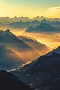 Goldenes Bergwunder von oben