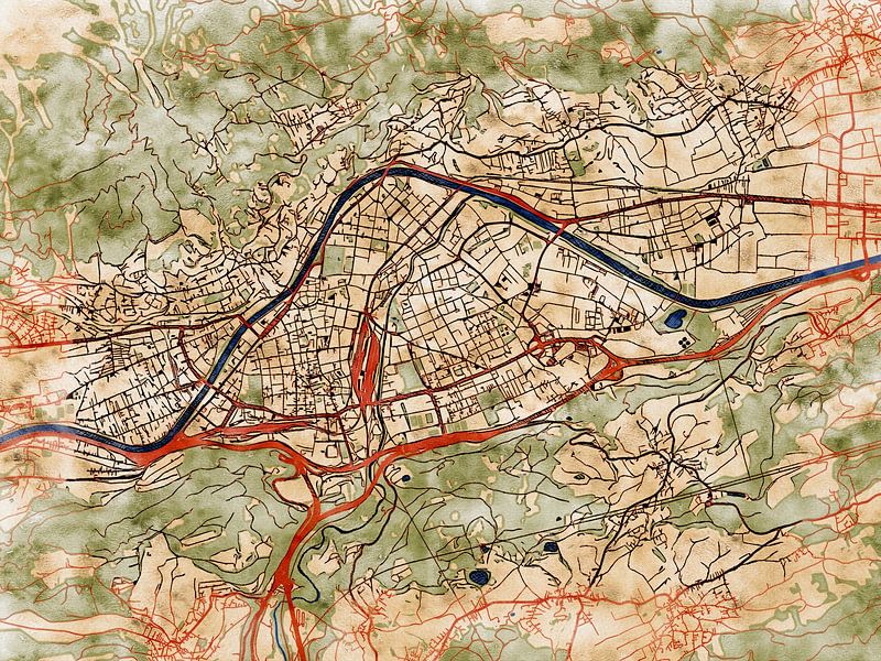 Map of Innsbruck with the style 'Serene Summer' by Maporia