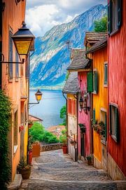 Colourful alley by the lake by Poster Art Shop