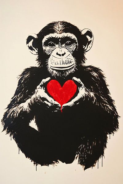 Monkey holds heart by Imperial Art House