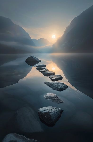 Linie aus Steinen von fernlichtsicht