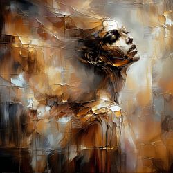 Weibliches Gesicht in Braun-/Goldtönen