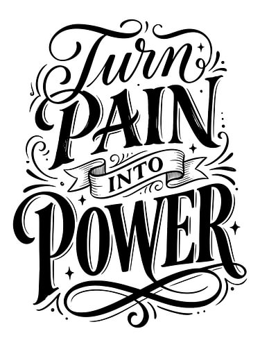 Schmerz in Kraft verwandeln – Motivierende Handlettering-Typografie und Grafikdesign