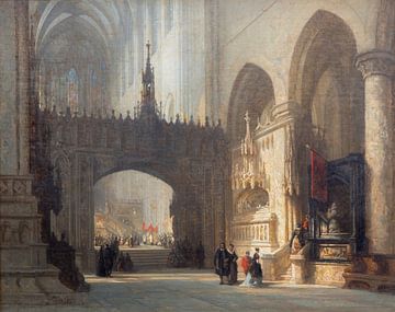 Victor-Jules Génisson. Interieur van Gotische kathedraal