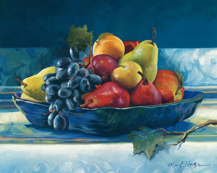 Blue Plate with Fruit, Marilyn Hageman by Wild Apple