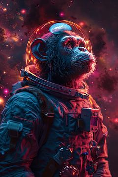 Hyperrealistische aap in ruimtepak met helmkoepel van Felix Brönnimann