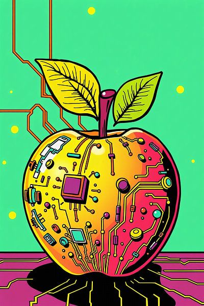 Digital apple - Pop Art by Wandbilder-Shop