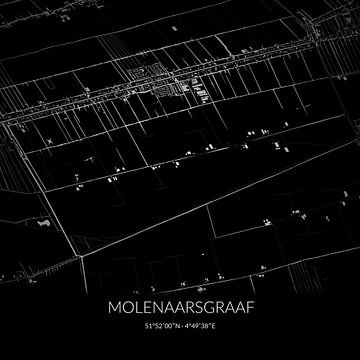 Black-and-white map of Molenaarsgraaf, South Holland. by Rezona