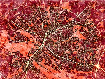 Map of Bielefeld with the style 'Amber Autumn' by Maporia