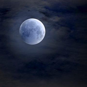 Blauwe Maan. Astronomie en Minimalisme in donker blauw van Alie Ekkelenkamp