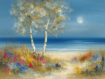 The Birches by the Moonlit Sea by Karina Brouwer