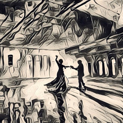 2 van 4 - dans duo in lege fabriekshal