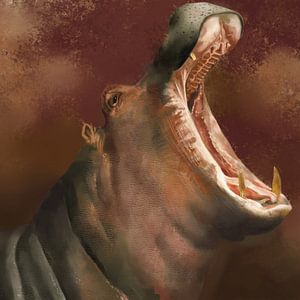Nijlpaard, hippopotamus, klassiek  portret van Wilfried van Dokkumburg