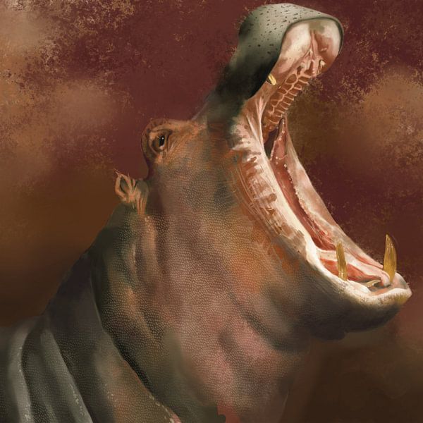 Nijlpaard  portret van Wilfried van Dokkumburg