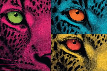 Luipaard Popart Ogen in Kleurblokken van Eva Lee