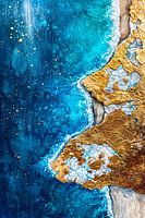 Peinture abstraite de volcan et d'eau