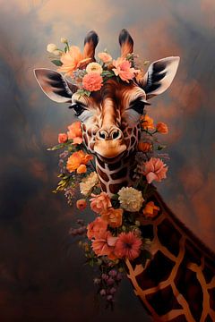 Giraffe mit Blumenhalskette von vanMuis