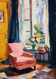 Fauteuil rose avec fleurs - style Matisse sur Niklas Maximilian